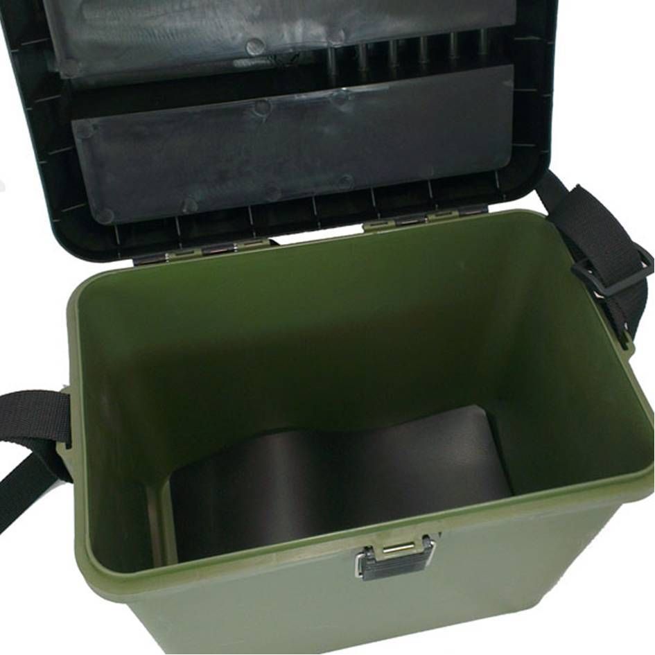 NGT GREEN SEAT TACKLE FISHING BOX WITH CARRY STRAP CARP COARSE BOAT